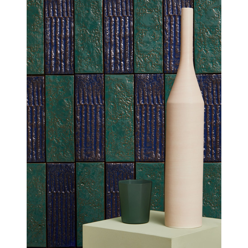 Chamotte Quadra 3"x9", Blue
