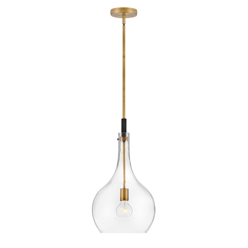Ziggy 23" Single Light Teardrop Pendant w/ Clear Glass, Heritage Brass