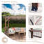 Pavillon de jardin pergola en bois 13 'x 6,5' avec toit en métal, ampoules, comptoirs de bar pour patio, cour ou piscine.