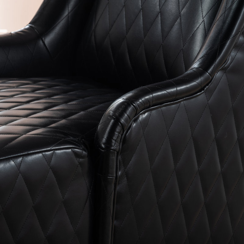 Rivah Upholstered Wingback Chair, Black Faux Leather, 1 