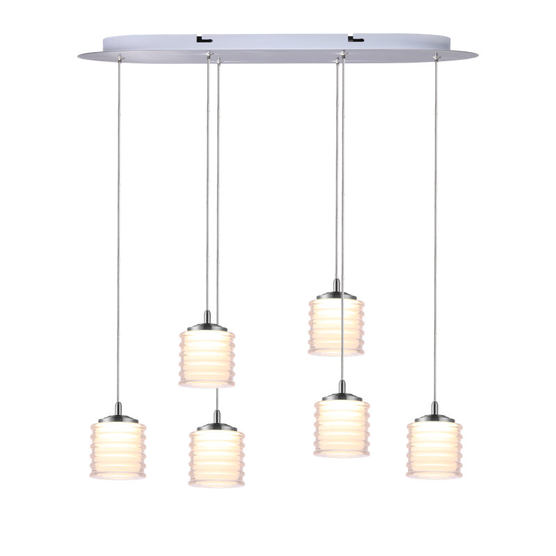 Luminaire suspendu tambour en grappe 6 lumières Boley, Nickel