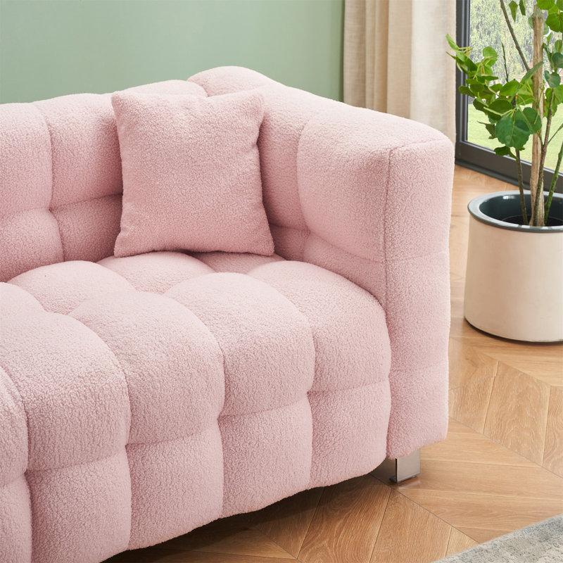 Upholstered Sofa, 28" H x 80" W x 29" D, White 100% Polyester