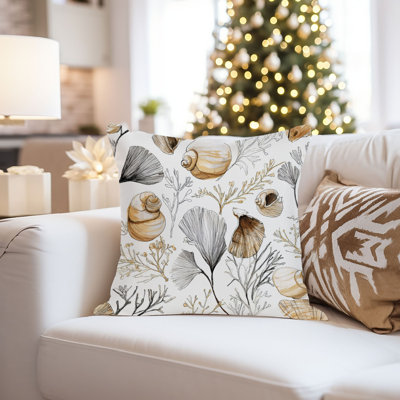 Beach and Coastal Seashells Sea Shells Pattern XVII Nautical Throw Pillow Cover