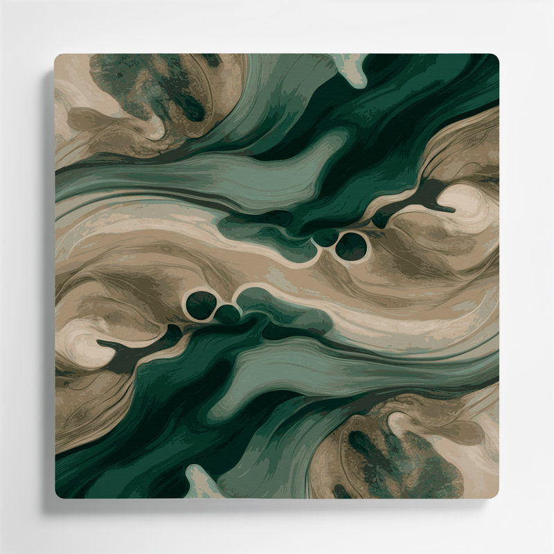Paysage abstrait 42, art mural en métal vert