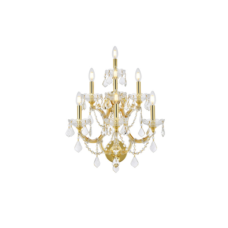 Stockard Wall Sconces, Crystal Clear, Gold, Royal Cut