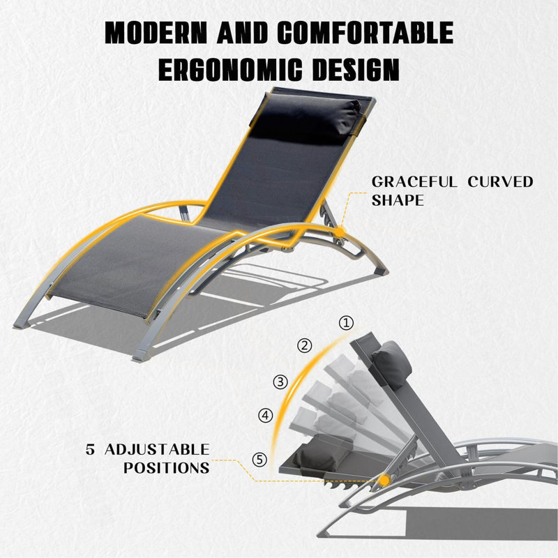 Pool Lounge Chairs Set Of 2 (2 Lounge Chairs), Dark Gray