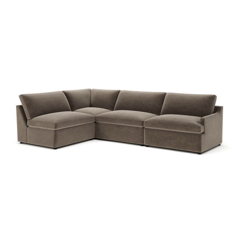 Essex 4-Piece Upholstered Modular Sectional, Left Hand Facing, Andrew Driftwood Performance Chenille