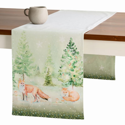 Maison d' Hermine Table runner 100% Cotton Double Layer Table Runners 108 inches long for Thanksgiving Christmas Decorations Home Kitchen Dining Party Wedding (Winter Mornings, 14.5" x 108")