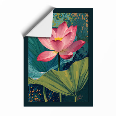 Pink Lotus in Bloom Botanical - Framed Print