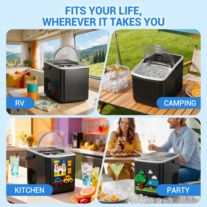 SOUKOO Countertop Ice Maker with Creative Building Block Display Panel, 26 lbs Daily Ice Production