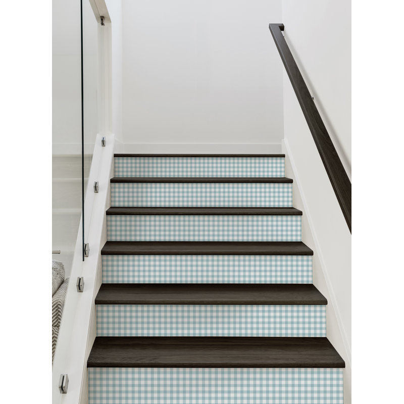 Bandes d'escalier à carreaux Gingham, H 7 po x l 48 po, Bleu