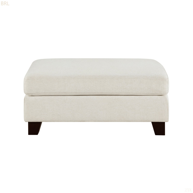Repose-pieds rembourré en tissu ivoire avec repose-pieds en bois massif 1pc