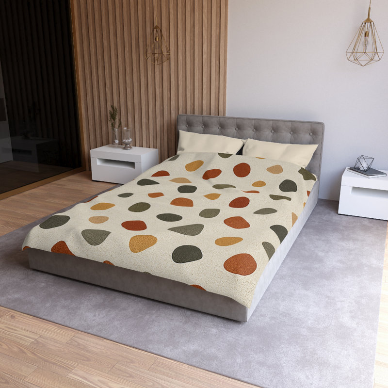 Microfiber Duvet Cover Boho Style, Design 41, Cream, Twin Duvet Cover