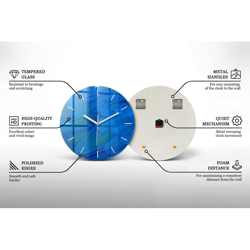 Glass Wall Clock, Orange/White