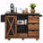 55.5" Farmhouse Kitchen Island With Electrical Outlet, Folding Leaf, Spice Rack And Drawers, Rolling Kitchen Cart With Barn Door, Rustic Storage Island For Home And Dining Room-1116650011