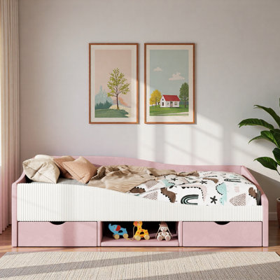 Upholstered Daybed with 2 Storage Drawers and Open Storage