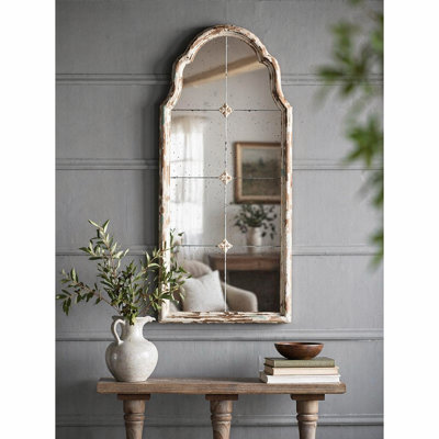 22" x 48" Large Cream & Gold Framed Wall Mirror