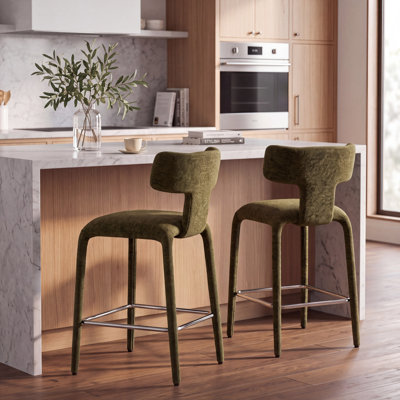 Upholstered Counter Stool with Metal Legs