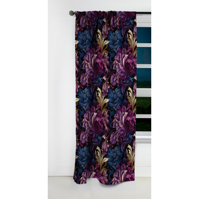 Opalence luxueuse mauve et bleue Regal - Rideau floral - Rideau floral occultant en velours - 1 panneau