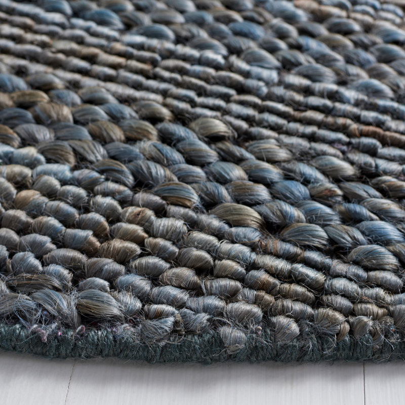 Tekla Natural Fiber Hand Woven Jute/Cotton Striped Rug in Gray, Square 4'