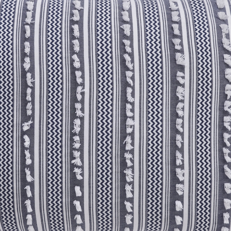 Gray King Cotton Comforter Set with Textured Stripes