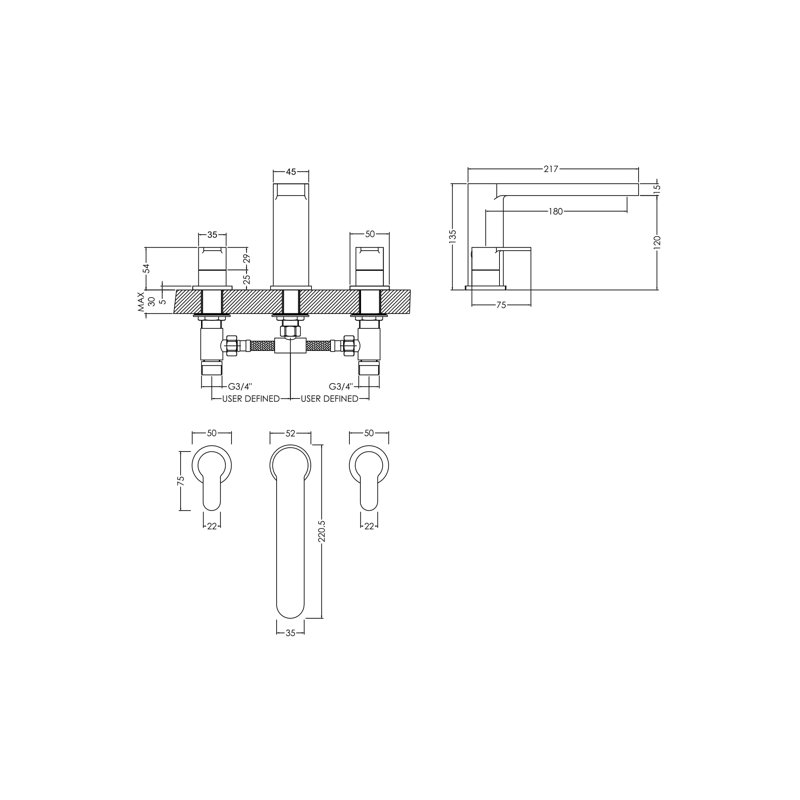 Arvan Deck Tub Spout Bath Filler