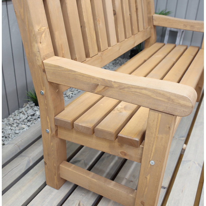 Kathrina Solid Wood Pine Outdoor Bench, 96cm H x 144cm W x 69.5cm D