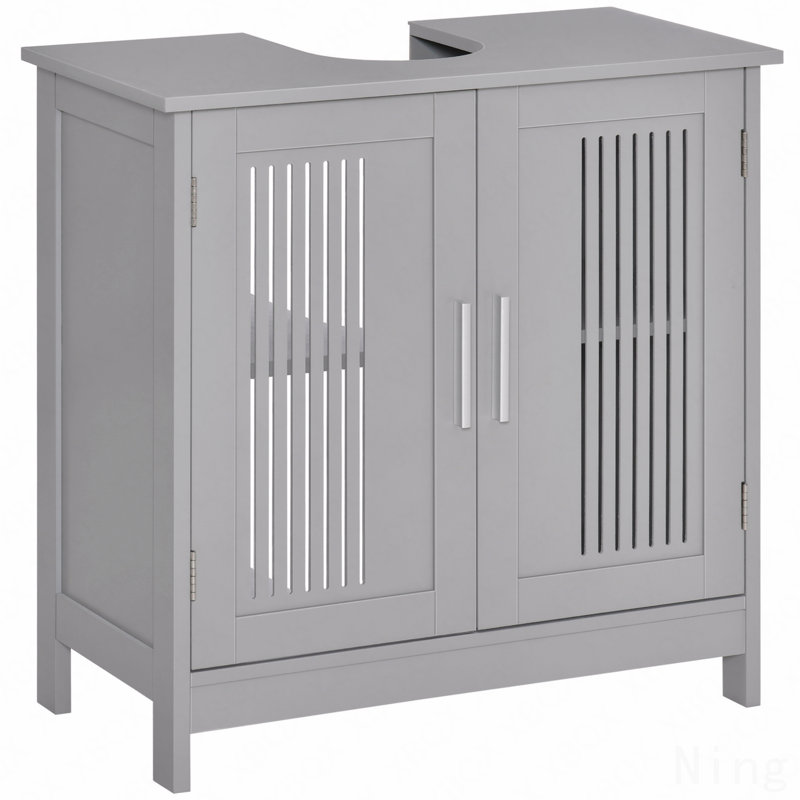 Armoire moderne sous le lavabo avec 2 portes, armoire de salle de bain piédestal sous le lavabo, meuble-lavabo avec tablettes réglables, armoire moderne, armoire de salle de bain, armoire grise
