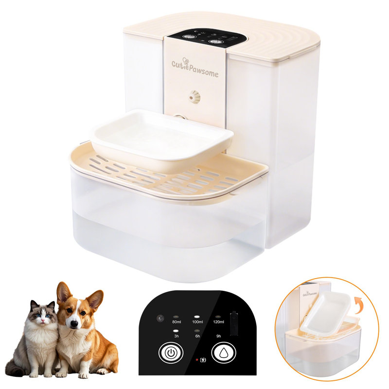 Fontaine à eau intelligente pour animaux de compagnie, distributeur d'eau automatique pour chats, fontaine à eau sans fil rechargeable pour chiens, remplissage automatique, 3 volumes réglables, 3 intervalles de remplissage.