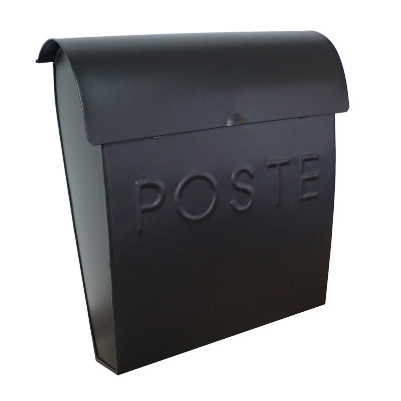 Euro Steel Wall Mounted Mailbox, Black