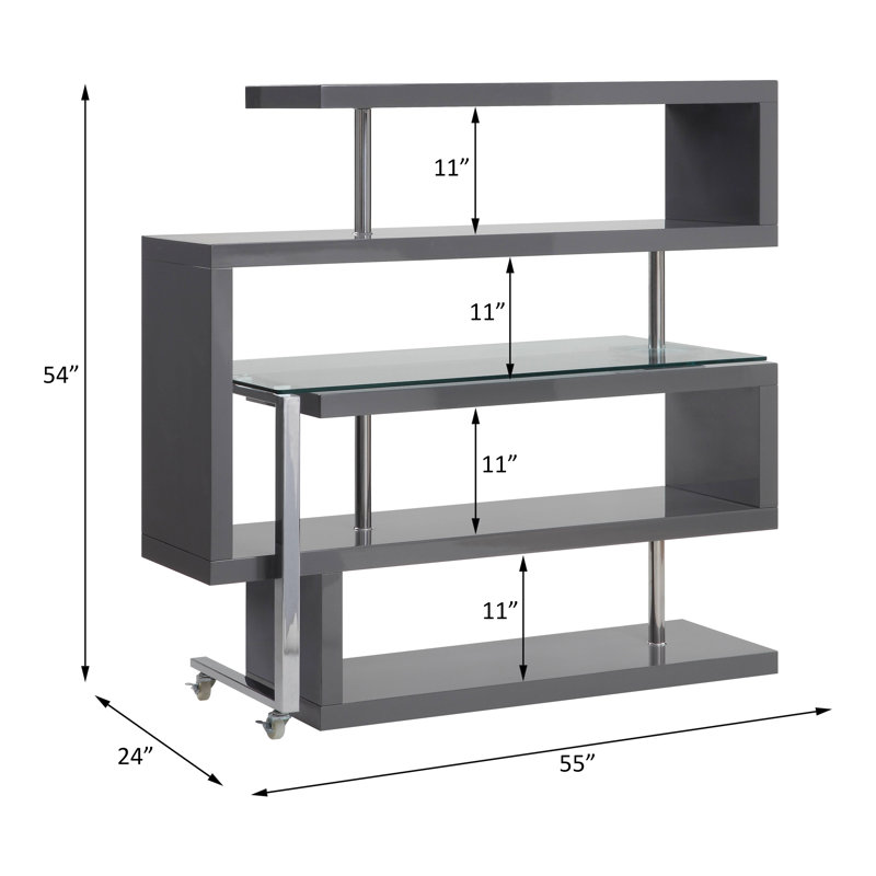 Bureau en L en verre Jovia, Gris