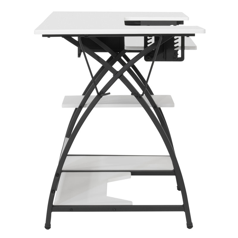 Comet Plus Adjustable Black and White Hobby Desk with Storage
