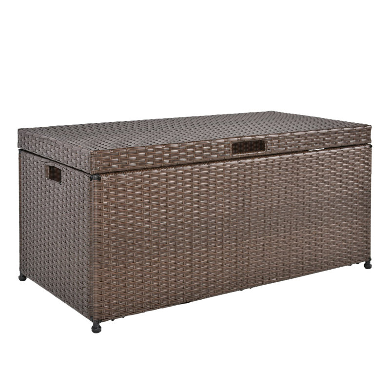 Espresso Wicker 40'' Outdoor Storage Deck Box with Steel Frame