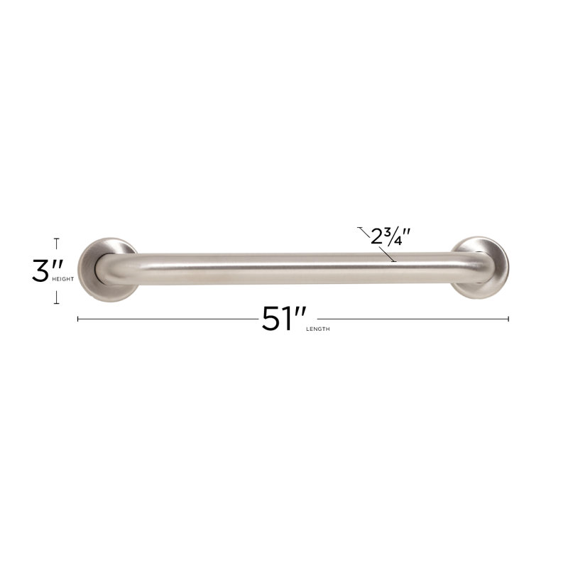 Straight Bathroom Safety Grab Bar, 48" W, Polished