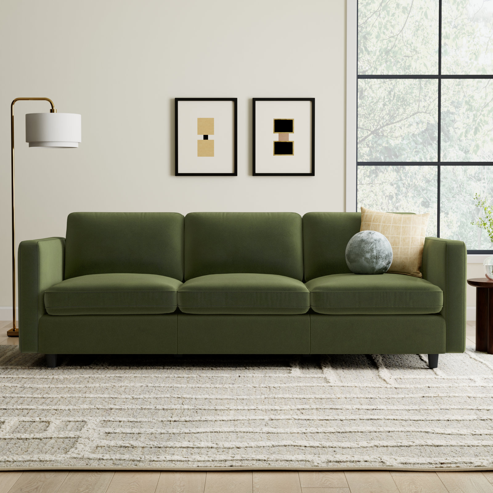 Fleetwood 99" Upholstered Sofa, Bella Forest Performance Velvet