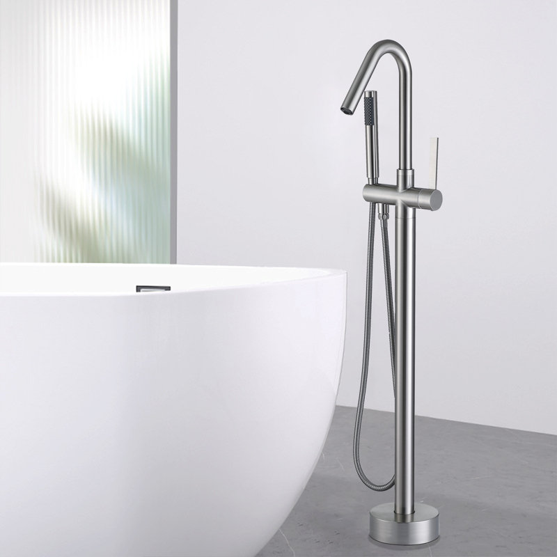 Freestanding Tub Filler with Diverter, Brushed Nickel