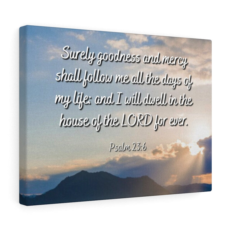 Goodness And Mercy Psalm 23:6 - Wrapped Canvas Print