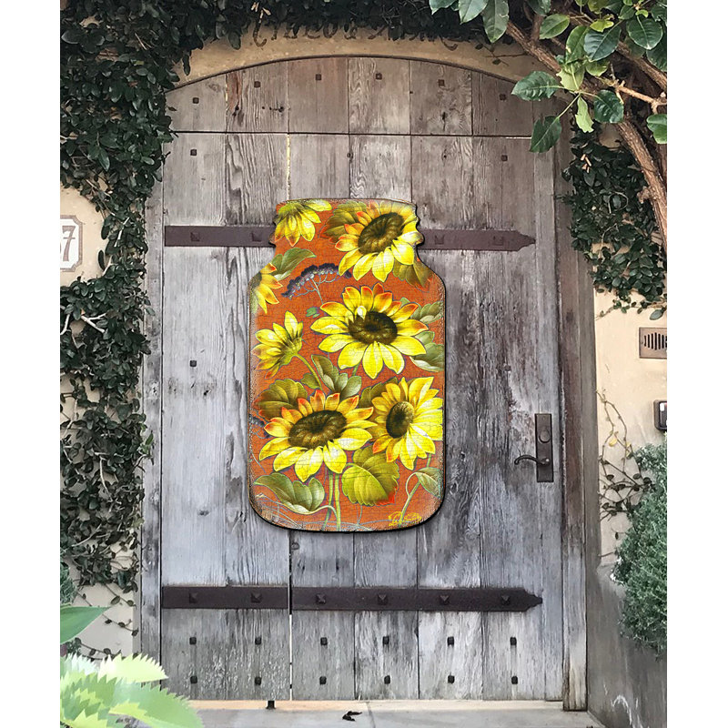 Cintre de porte en bois mason pot tournesol