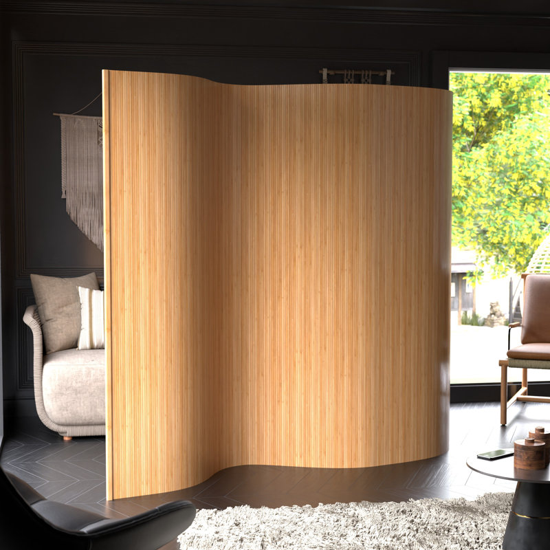 Siena Rolling Bamboo Room Divider, Honey, 6 ft. Tall