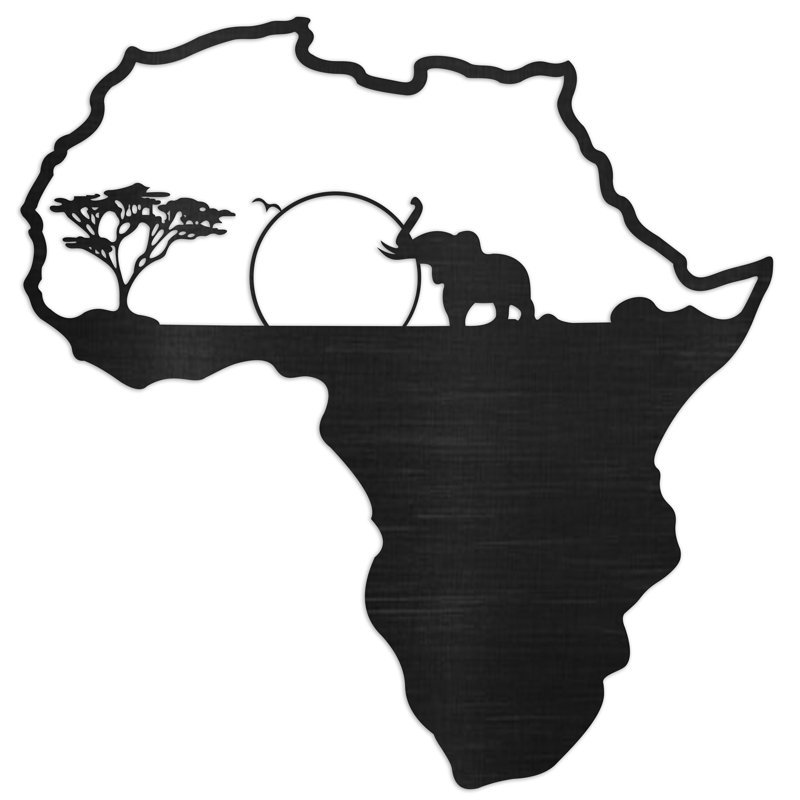Art mural d'Afrique avec éléphants, soleil et savanes - bouleau baltique naturel, H 32 po x l 31,3 po x P 0,25 po