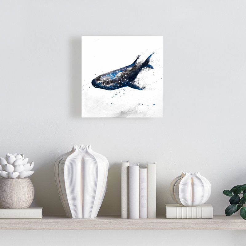Toile abstraite requin baleine - bleu marine, décoration intérieure