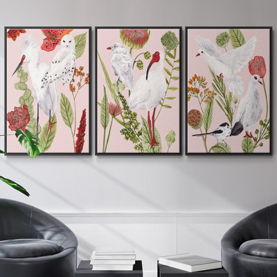 " Birds in Motion III " 3 Piece Art Oil Set