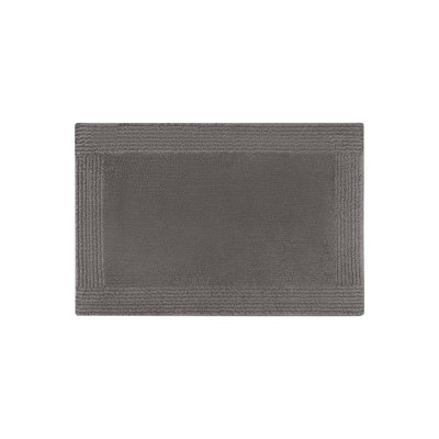 Tapis pour salle de bain réversible 100% coton 17 x 24 po, gris anthracite, très absorbant