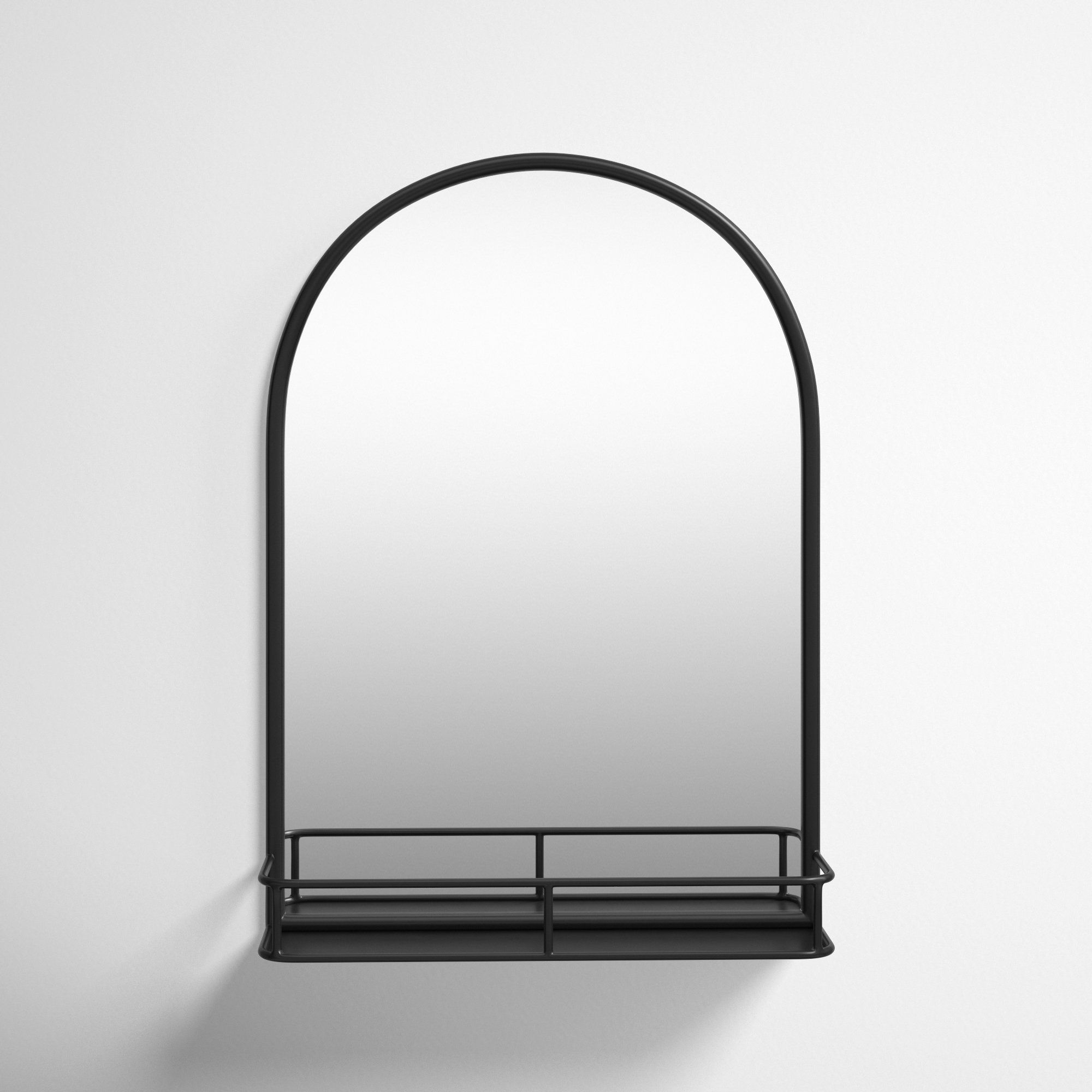 Koda Metal Flat Mirror with Shelves & Reviews | Joss & Main