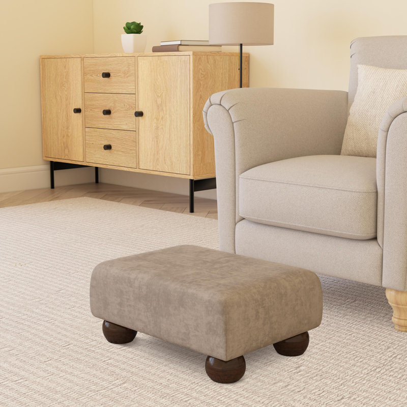 Autryville Wood Bun Feet - Fabric, Mahogany, Velvet, Fog Grey