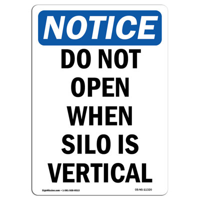 Osha avis - Ne pas ouvrir lorsque le silo est un panneau vertical