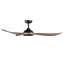 Ventilateur de plafond 52 po intérieur / extérieur à 3 pales 52 po - noir mat avec pales au fini Koa foncé et lentille gravée-133292981