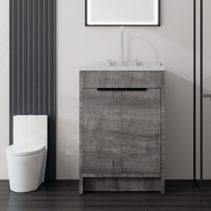Meuble-lavabo autoportant avec lavabo, Gray