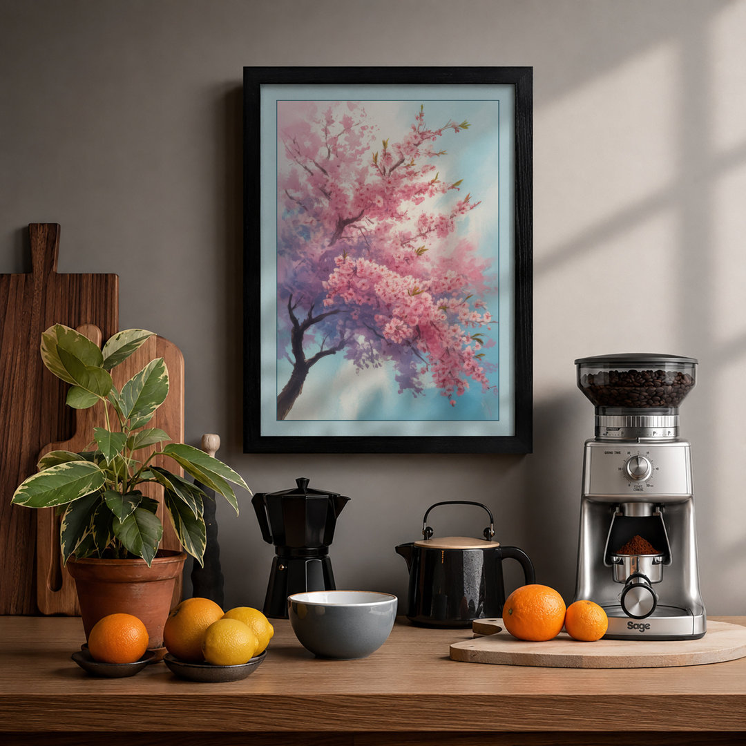 Moonlit Cherry Blossom Botanical - Framed Print