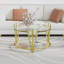 Table basse 31,5 "pour le salon, pieds en acier inoxydable, table ronde avec centre en verre trempé transparent de 8 mm-121069538